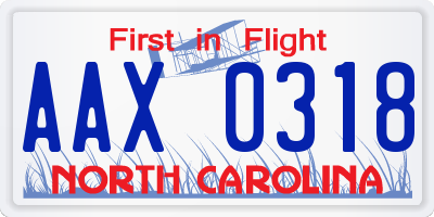 NC license plate AAX0318