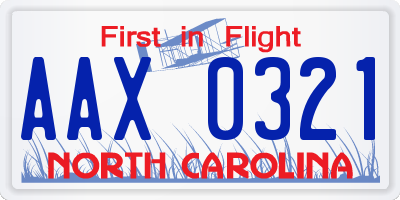 NC license plate AAX0321