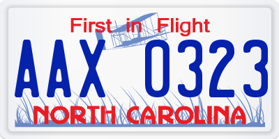NC license plate AAX0323