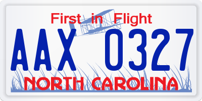 NC license plate AAX0327