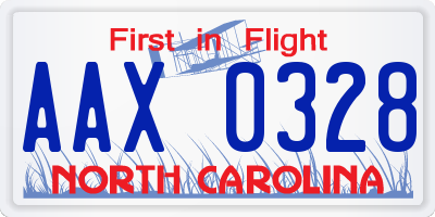 NC license plate AAX0328
