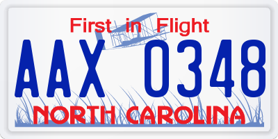 NC license plate AAX0348