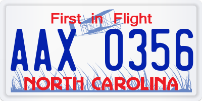 NC license plate AAX0356