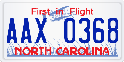 NC license plate AAX0368