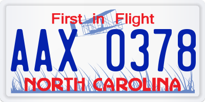 NC license plate AAX0378