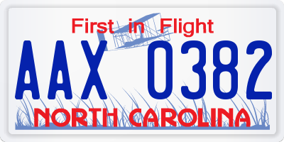 NC license plate AAX0382
