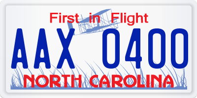 NC license plate AAX0400
