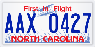 NC license plate AAX0427