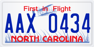 NC license plate AAX0434