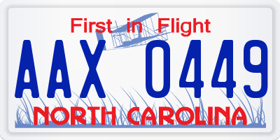 NC license plate AAX0449