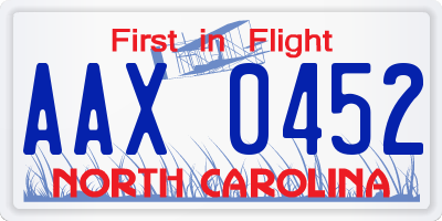 NC license plate AAX0452