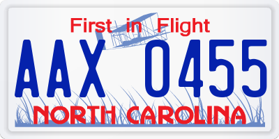 NC license plate AAX0455