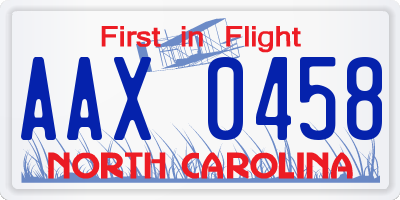 NC license plate AAX0458