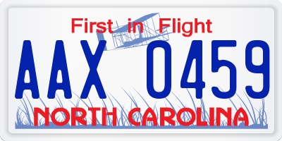NC license plate AAX0459