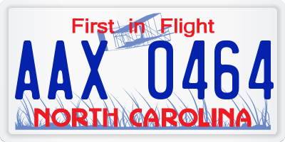 NC license plate AAX0464