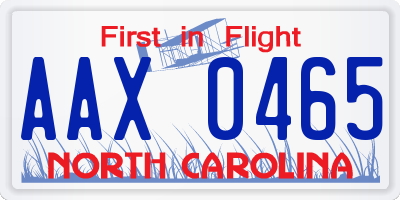 NC license plate AAX0465