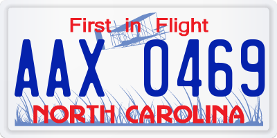 NC license plate AAX0469