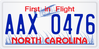 NC license plate AAX0476