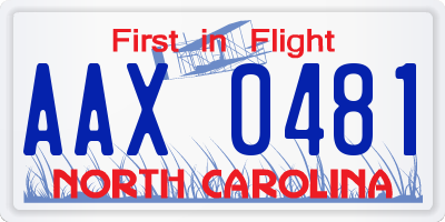 NC license plate AAX0481