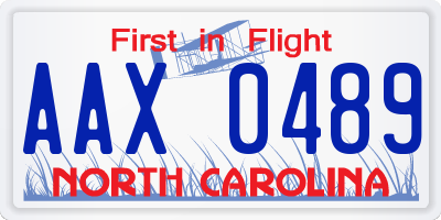 NC license plate AAX0489