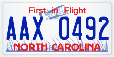 NC license plate AAX0492