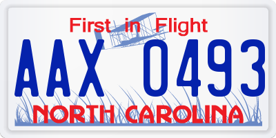 NC license plate AAX0493