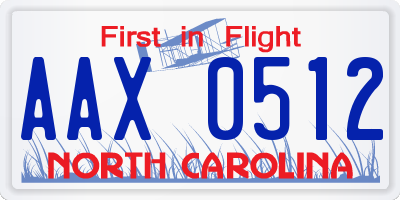 NC license plate AAX0512