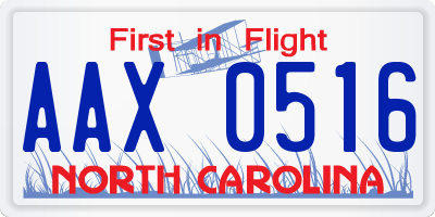 NC license plate AAX0516