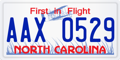 NC license plate AAX0529