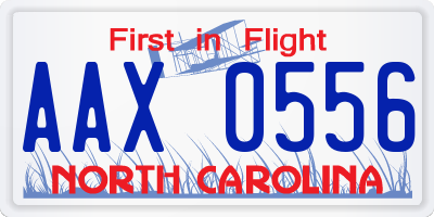 NC license plate AAX0556