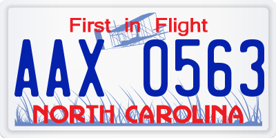 NC license plate AAX0563