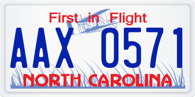 NC license plate AAX0571