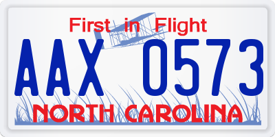 NC license plate AAX0573