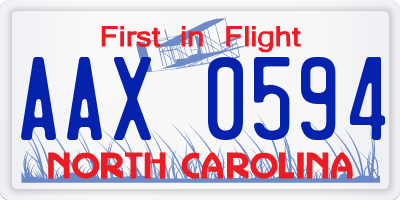NC license plate AAX0594