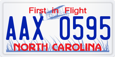 NC license plate AAX0595