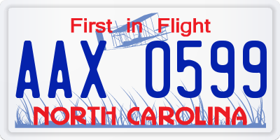 NC license plate AAX0599