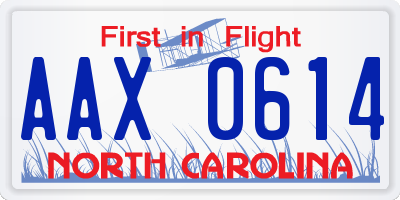 NC license plate AAX0614