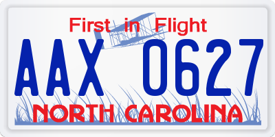 NC license plate AAX0627