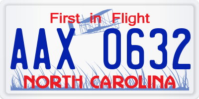 NC license plate AAX0632