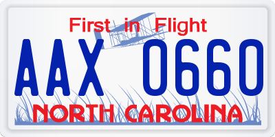 NC license plate AAX0660