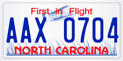 NC license plate AAX0704