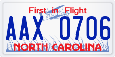 NC license plate AAX0706