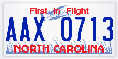 NC license plate AAX0713