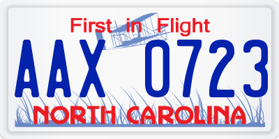 NC license plate AAX0723