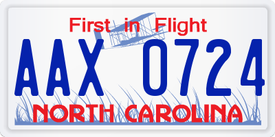 NC license plate AAX0724