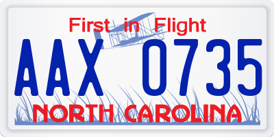NC license plate AAX0735