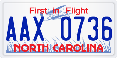 NC license plate AAX0736