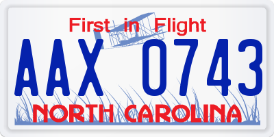 NC license plate AAX0743