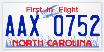 NC license plate AAX0752