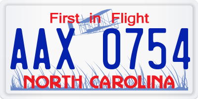 NC license plate AAX0754
